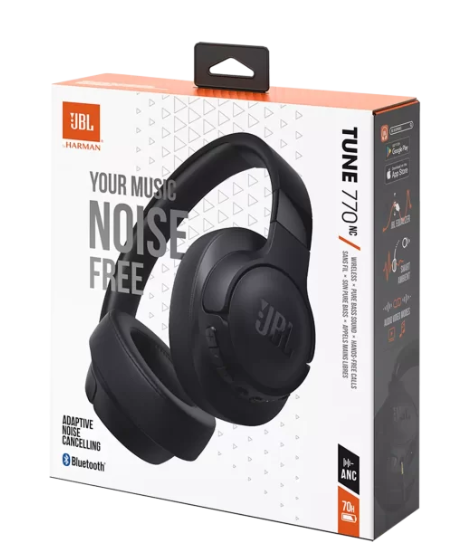 JBL Tune 770NC Wireless Over-Ear Headphones – Black | Adaptive ANC