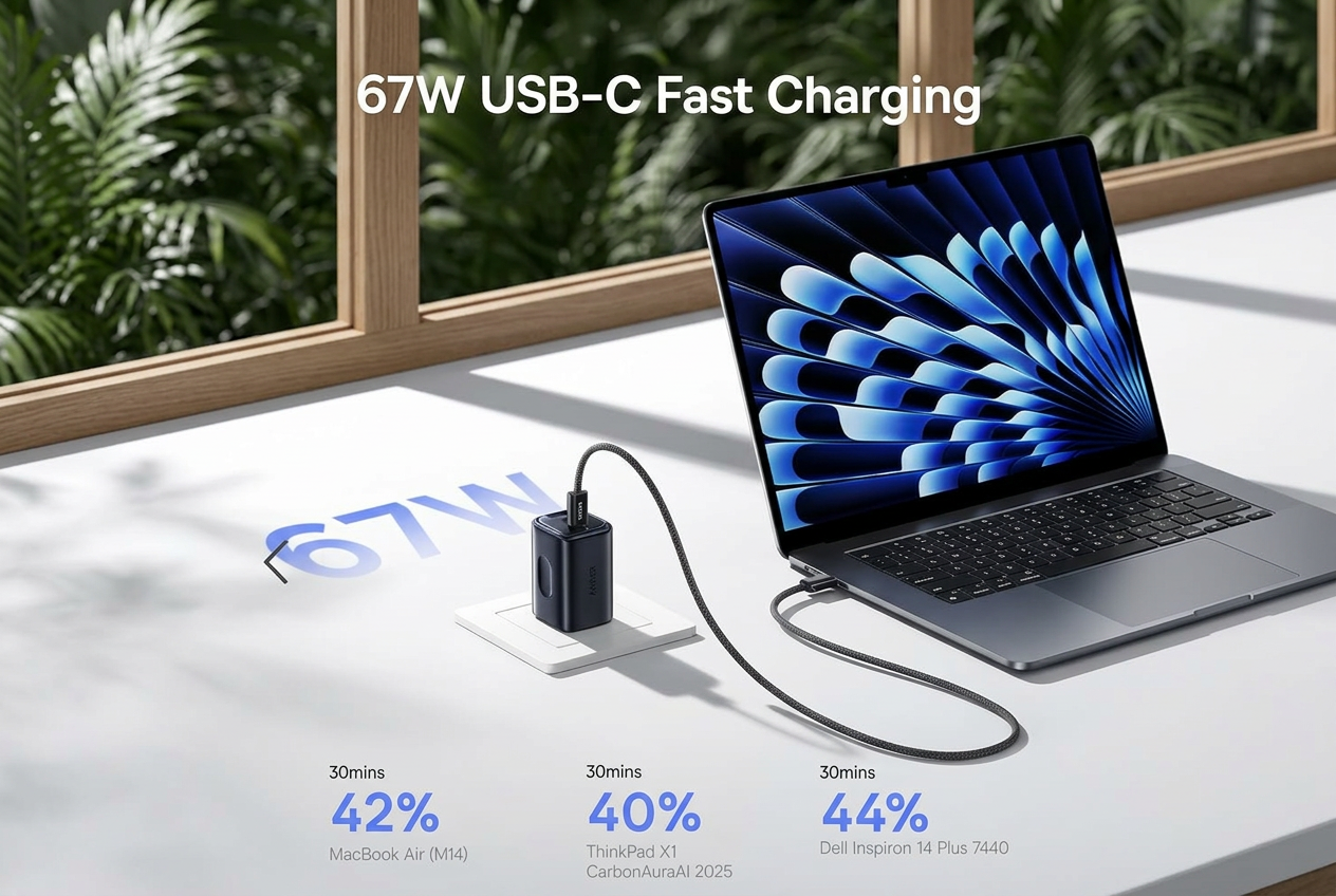 Baseus PicoGo AE11 charger with two USB-C ports and one USB-A port – product detail