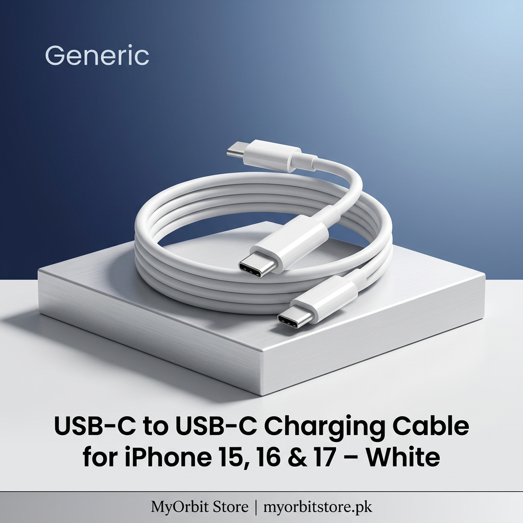 USB-C to USB-C Charging Cable for iPhone 15, 16 & 17 – White