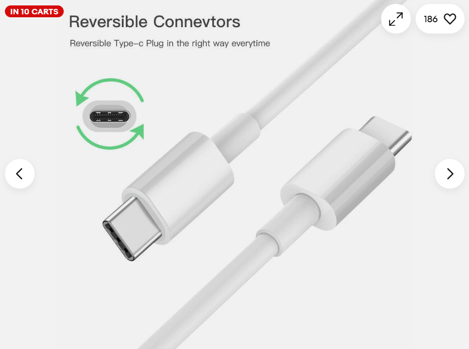 USB-C to USB-C Charging Cable for iPhone 15, 16 & 17 – White