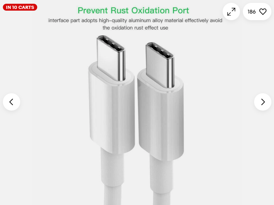 USB-C to USB-C Charging Cable for iPhone 15, 16 & 17 – White
