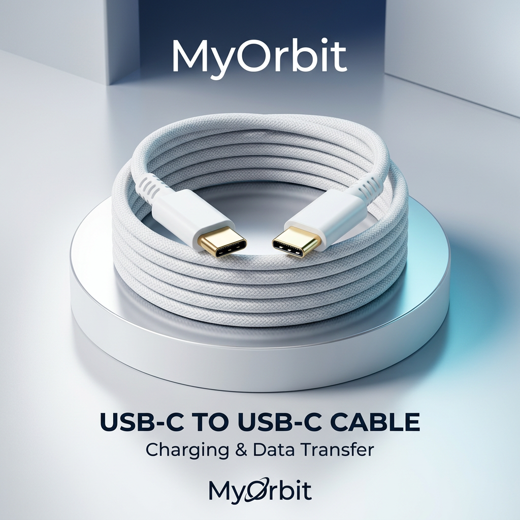 White USB-C to USB-C charging cable from supplier photo